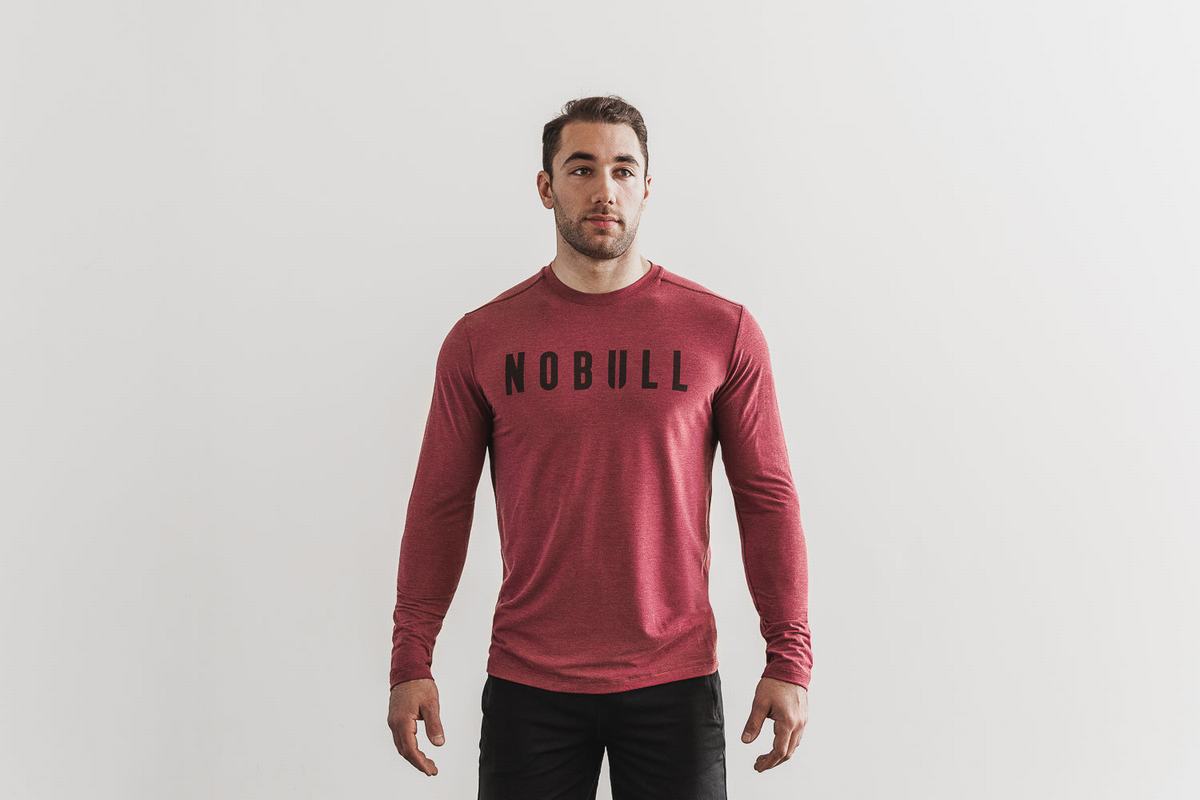 Nobull Men\'s Long Sleeves Red | Australia (NG4896)